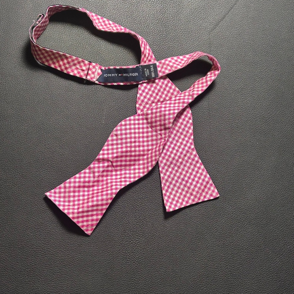 Tommy Hilfiger Pink Gingham Bow Tie